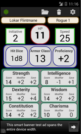 5th Edition Character Sheet mobile app